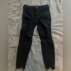 american eagle next level stretch high rise ripped jeggings size 12 short